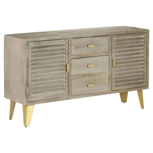 Rustika Rowe -  Drawer Cabinet Solid Mango Wood Grey with Brass 140x40x80 cm